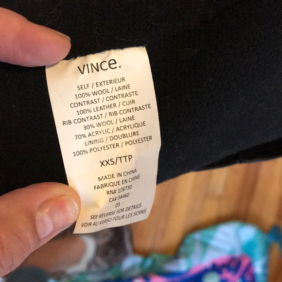 VINCE wool & leather fitted asymmetrical jacket - Picture 6 of 8